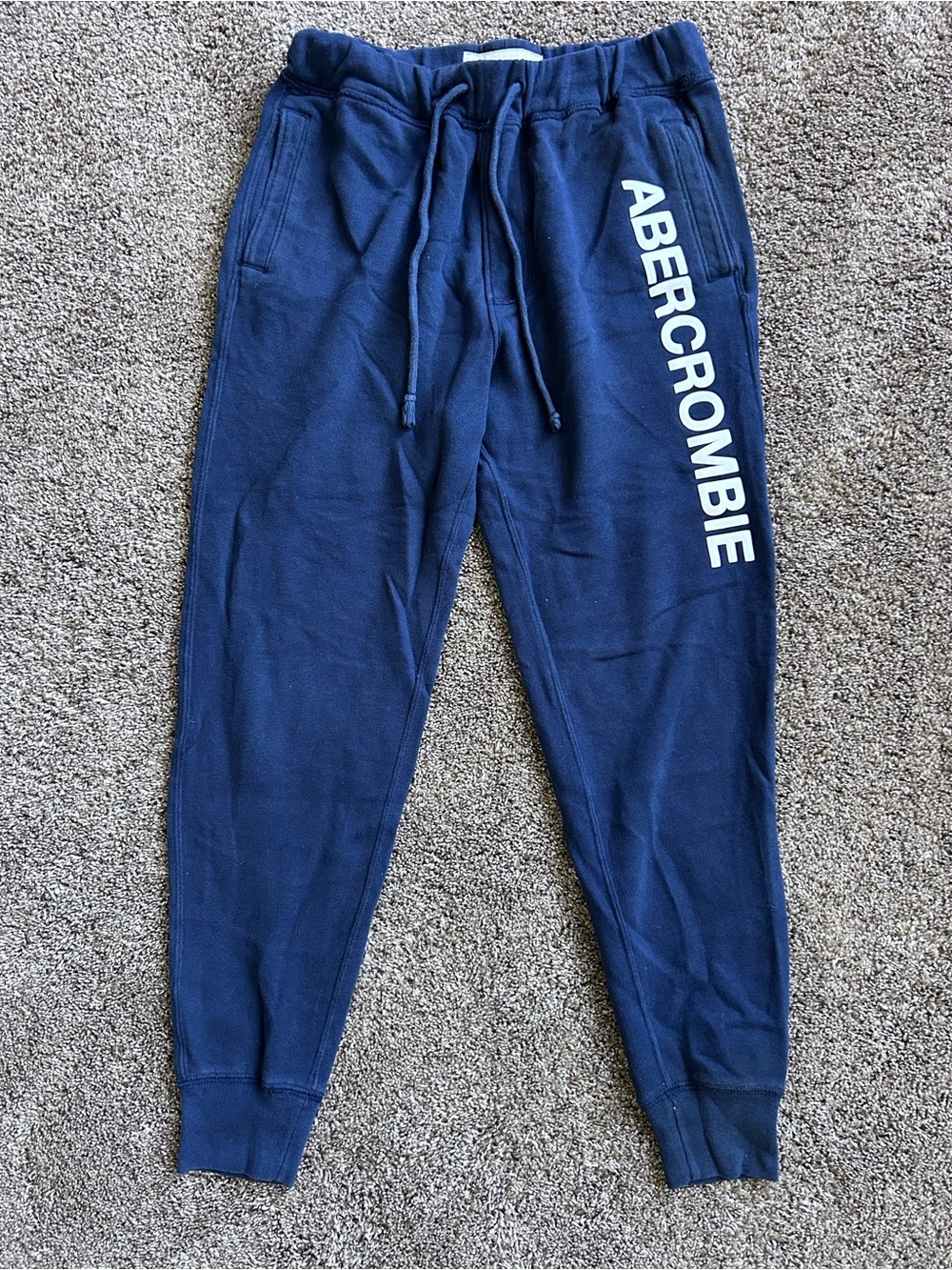 Abercrombie & Fitch Navy Jogger Sweatpants with White Logo Size XS